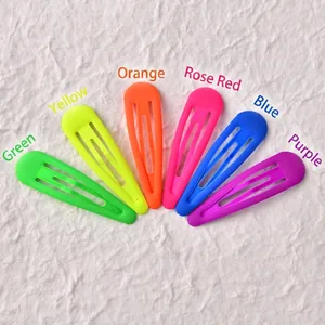 Set of 6 colorful neon fluorescent BB hair clips in matte drip glue finish for women