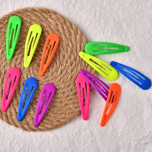 Colorful matte 7cm neon snap hair clips set with water drop shape for women and girls
