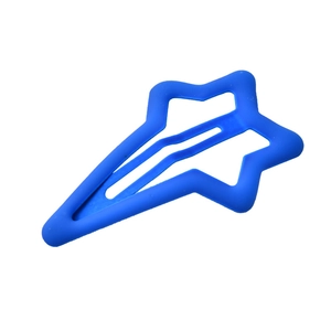 Star shaped matte blue BB hair clip for girls with neon finish and stylish minimalist design
