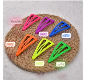 Barrettes à cheveux triangles néon en rose, violet, bleu, orange, jaune et vert