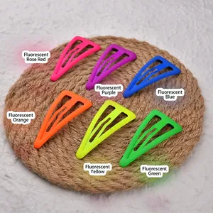 Lot de 6 barrettes triangulaires mates en couleurs néon fluo pour femmes et filles