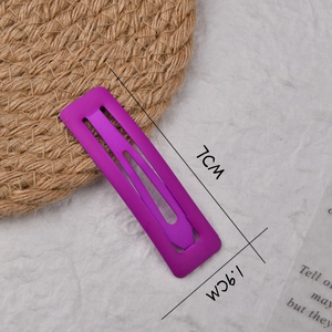 7cm matte purple rectangular BB hair clip with neon rubber paint finish for women