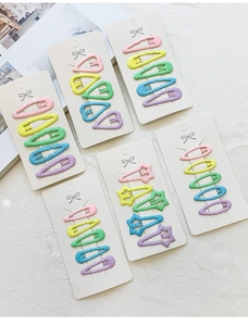 Lot de barrettes à cheveux aux couleurs macaron en forme d'étoile, de cœur et de goutte
