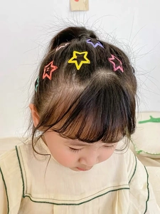 Set of colorful matte star hair clips for girls in vibrant candy colors and cute style