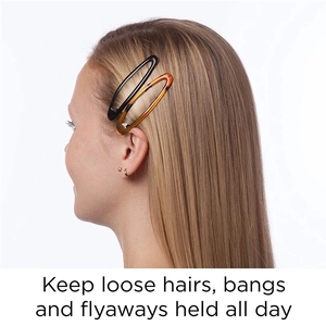 Set di due fermagli per capelli ovali da 7cm in resina tartarugata e nero per acconciature