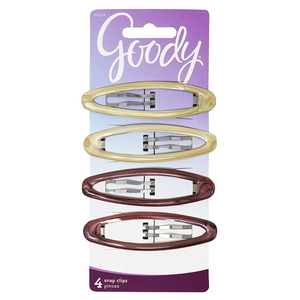 Set di 4 fermagli ovali in perla dorata e marmo marrone su scheda espositiva