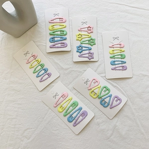 Barrettes à cheveux en métal macaron coloré en forme d'étoile et de coeur