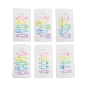Lot de 30 barrettes à cheveux en métal aux couleurs macaron en forme de cœur et étoile
