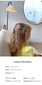 Detail showing colorful 3cm candy color BB hair clips for children in a 10-piece box set