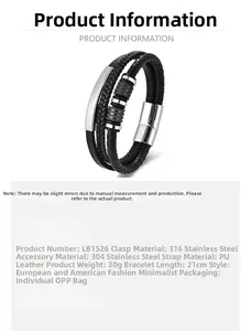 Dettaglio del bracciale da uomo in pelle intrecciata con chiusura magnetica in acciaio