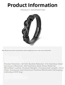 Detalle de la pulsera infinito con cierre de acero inoxidable 316 y cuero de microfibra