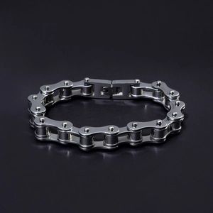 Men's Stainless Steel Motorcycle Chain Bracelet Punk Rock Industrial Style Biker Link Chain Bangle Silver Tone Jewelry