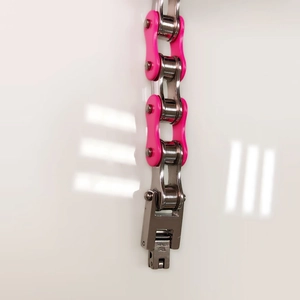 Bracciale a catena di bicicletta in acciaio inossidabile rosa e argento per uomo e donna