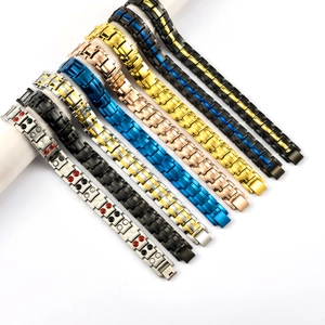 Men's Stainless Steel Magnetic Bracelet European Fashion Double Row Magnet Health Link Chain Business Bangle Jewelry Gift