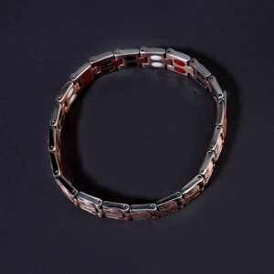 Retro Kupfer Magnettherapie Armband für Herren mit Baumtextur und doppelreihigen Magneten