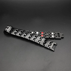 Magnettherapie-Armband für Herren aus schwarzem Edelstahl mit Textur und Energie-Elementen
