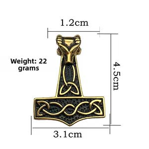 Detailed size map of Thor Mjolnir pendant showing 4.5cm height and weight of 22g