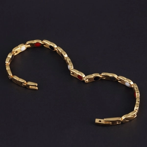 Macro di bracciale magnetico dorato per terapia con pietre della salute incastonate