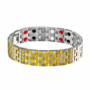 Herren Edelstahl Magnettherapie Armband Doppelreihig Energiesteine Gesundheits Armband Mode Schmuck Geschenk Für Männer