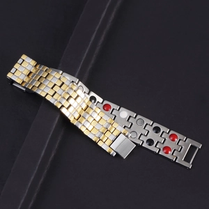 Magnetisches Herrenarmband aus zweifarbigem Edelstahl mit zweireihigen Energie-Elementen