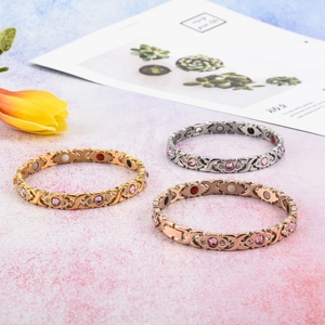 Eleganti bracciali magnetici da donna in oro, argento e oro rosa in acciaio inox