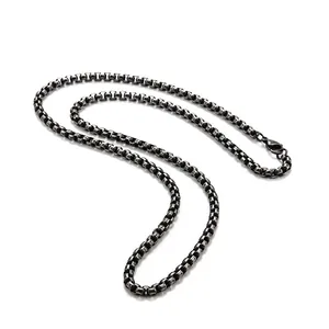 Collier Chaîne Vénitienne Vintage en Acier Inoxydable pour Hommes Femmes Minimaliste Punk Vieilli Bijoux Rétro Cadeau