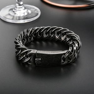 Bracciale a catena spessa in acciaio inossidabile da uomo con design punk industriale massiccio