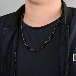 Collana da uomo in acciaio inossidabile nero lucido con catena a maglie stile hip hop