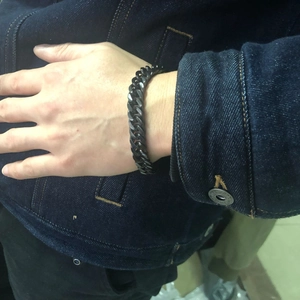 Men Stainless Steel Cuban Link Bracelet Black Curb Chain Hip Hop Streetwear Fashion Jewelry Accessories Men Husband Gift