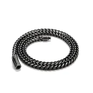 Collana da uomo in acciaio inossidabile con catena franco e finitura vintage intrecciata