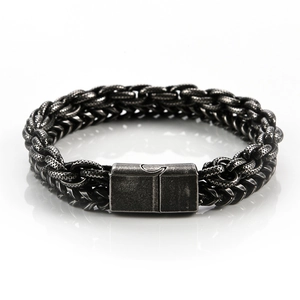 Bracelet chaîne tressée en acier inoxydable style punk rock avec boucle industrielle
