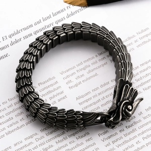 Retro Stainless Steel Dragon Scale Bracelet For Men Punk Biker Dragon Head Bone Bracelet Gothic Jewelry Accessory Gift