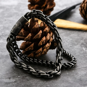 Bracelet rétro double couche en acier titane pour hommes avec mailles blé et cubaines