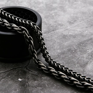 Bracelets gourmette et chaîne tressée en acier inoxydable punk avec finition argentée