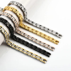 Edelstahl Magnetfeldtherapie Armband Herren Damen Gesundheit Energie Magnet Gitterstruktur Kettenarmband Polierter Schmuck