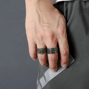 Anello ancora punk retrò da uomo in acciaio inossidabile con rilievo nautico vintage