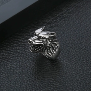 Vintage Wolfskopf Edelstahl Ring Für Herren Retro Gothic Punk Tier Biker Stil Heavy Metal Statement Fingerring Schmuck