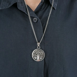 Collar con colgante circular de árbol de la vida de acero inoxidable para hombre vintage