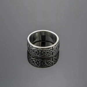 Bague vintage en acier inoxydable pour homme avec gravures de nœuds celtiques