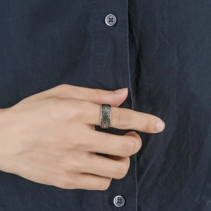 Bague vintage homme style Viking en acier inoxydable avec motif nœud celtique