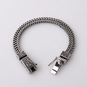 Herren Punk Doppelreihiges geflochtenes Titanstahl Armband mit Vintage-Verschluss