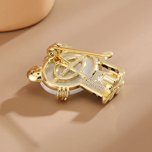 Elegant gold tiger zodiac brooch with refined metal texture and secure back pin mechanism