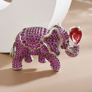 Spilla a Forma di Elefante di Lusso in Rame con Zirconia Intarsiata Accessori per Abbigliamento con Strass Regalo Donna