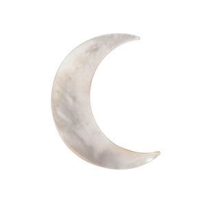 Elegant crescent moon brooch with marble texture acetate and gold metal plating