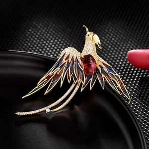 Broche Phénix Élégante en Alliage Avec Émail Coloré et Strass Broches d'Oiseau de Luxe pour Femme Banquet Accessoires de Mariage