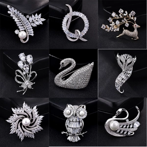 Luxus Zirkonia Tier Broschen Für Damen Elegante Schwan Eule Fuchs Hirsch Strass Nadel Legierung Schmuck Zubehör Geschenk