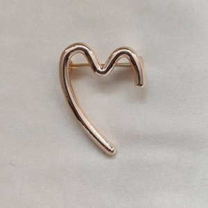 Minimalistische Herz Brosche Aus Legierung Mit Wellendesign Für Damen Mode Roségold Metall Kleidung Anstecknadel