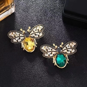 Broche Abeille de Luxe en Alliage de Zinc Strass de Haute Qualité Épingle à Revers Animal pour Femme Décoration de Manteau Bijoux