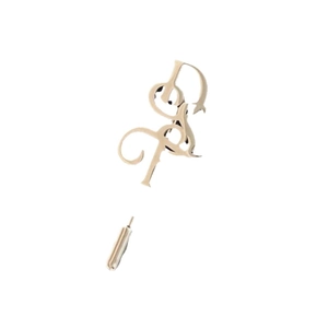 Elegant gold stick pin brooch with artistic monogram design for suit lapel and coat