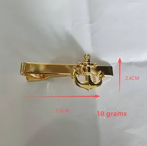 Polierte goldene Anker Krawattenklammer mit Maßen 5,6 cm x 2,4 cm und Gewicht 10g